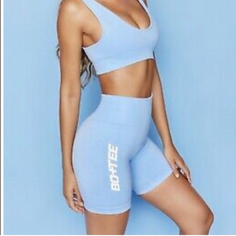 Bo+TE sky blue High-Waisted Shorts